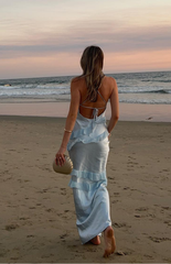 Light Blue Ruffle Maxi Dress