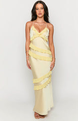 Light Yellow Ruffle Maxi Dress