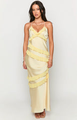 Light Yellow Ruffle Maxi Dress