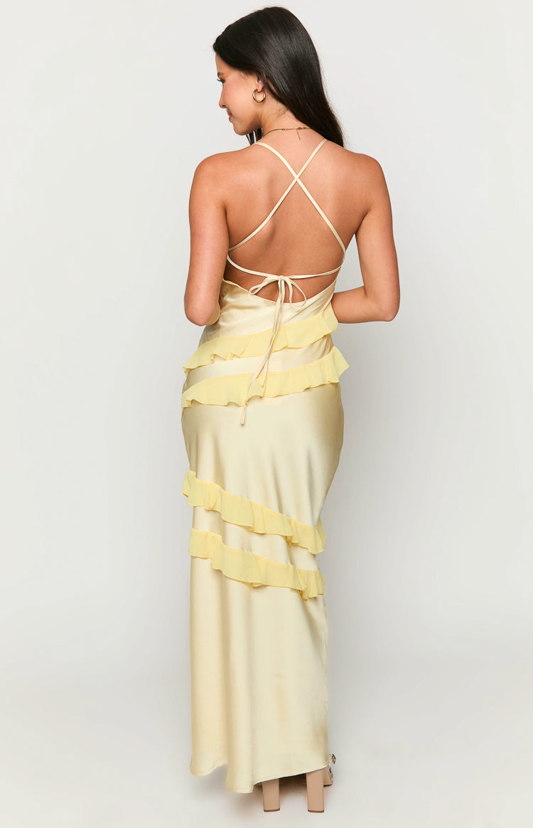 Light Yellow Ruffle Maxi Dress