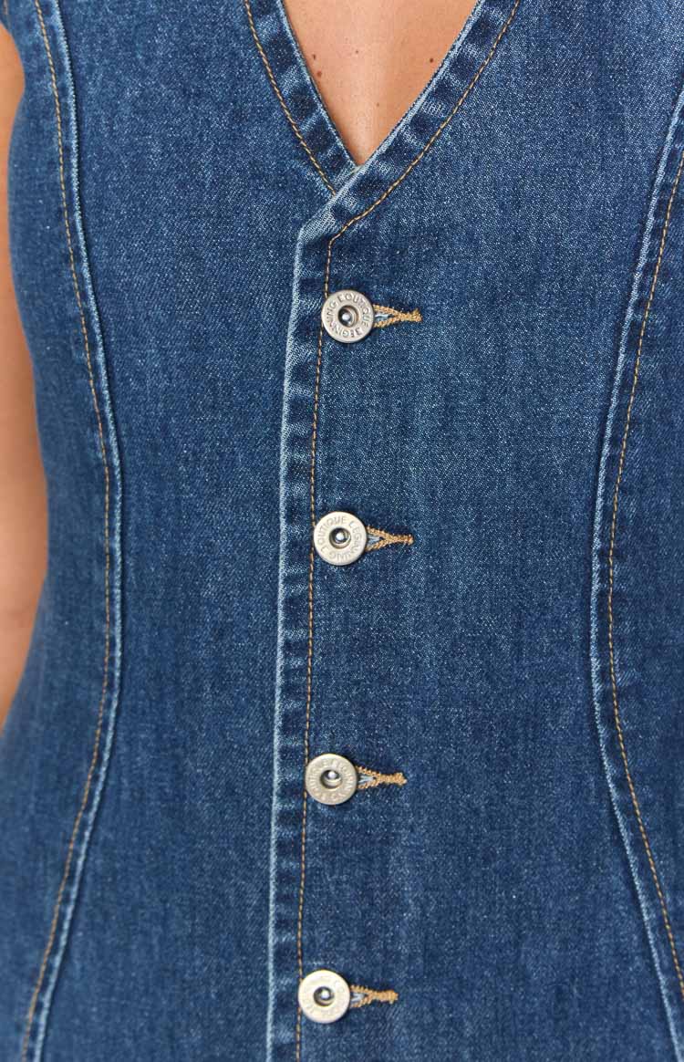 Navy Blue Denim Mini Dress