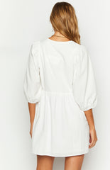 White Front-Tie Mini Dress