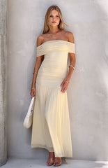 Beige Off The Shoulder Maxi Dress
