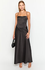 Black Lace-Up Back Maxi Dress