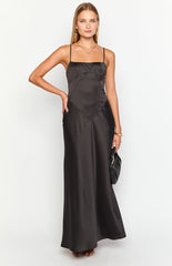 Black Lace-Up Back Maxi Dress