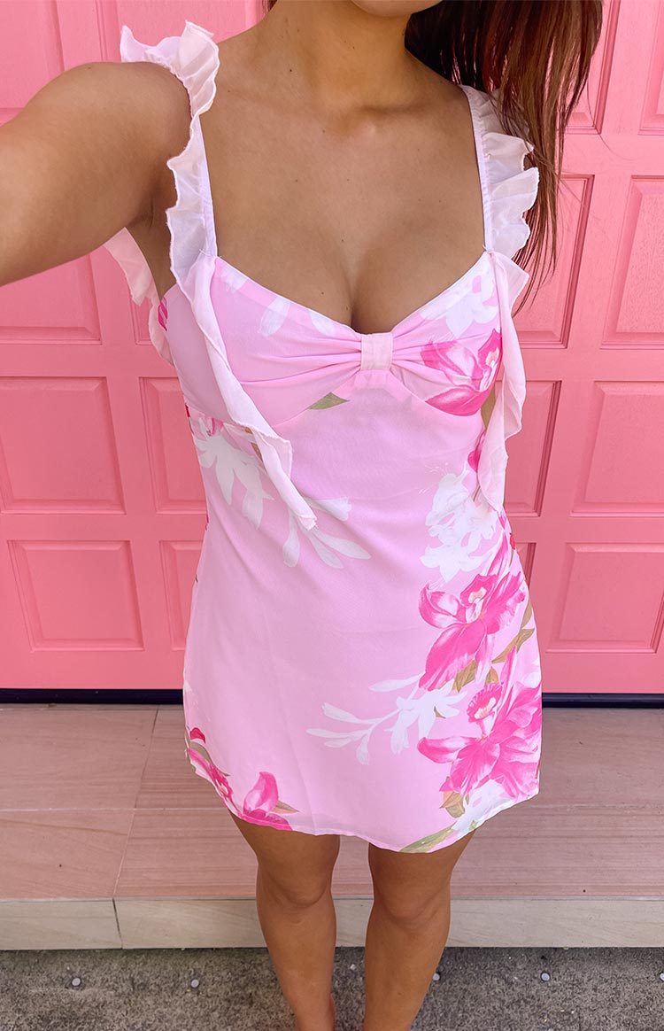 Hot Pink Floral Mini Dress