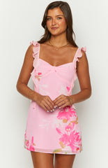 Hot Pink Floral Mini Dress