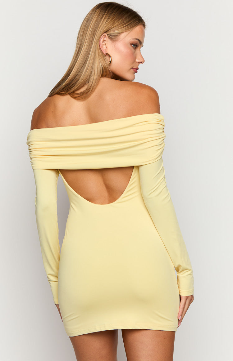 Yellow Long Sleeve Mini Dress
