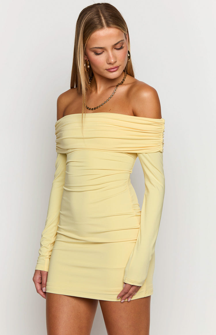 Yellow Long Sleeve Mini Dress