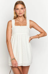White Crossover Back Mini Dress