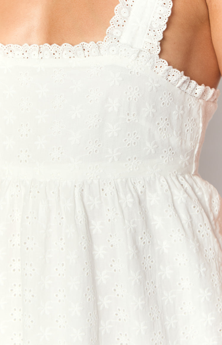 White Crossover Back Mini Dress