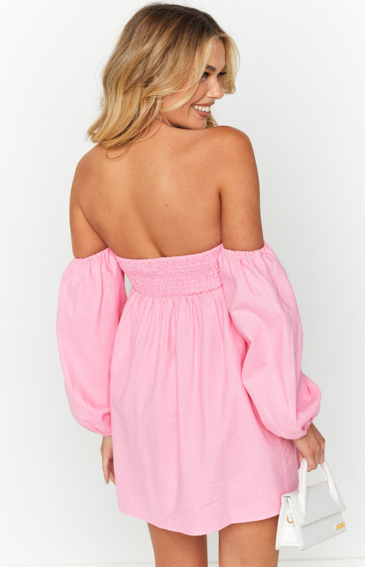 Light Pink Off Shoulder Mini Dress