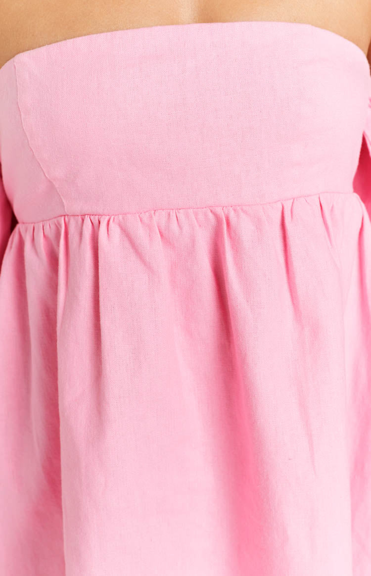 Light Pink Off Shoulder Mini Dress