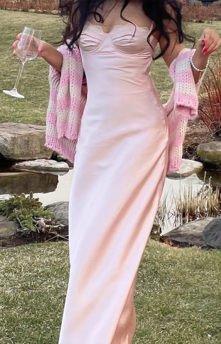 Sleek Pink Maxi Dress