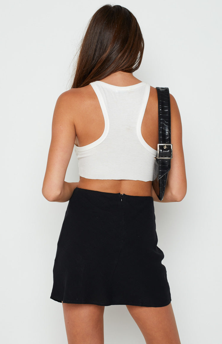 Black Slit Slit Mini Skirt