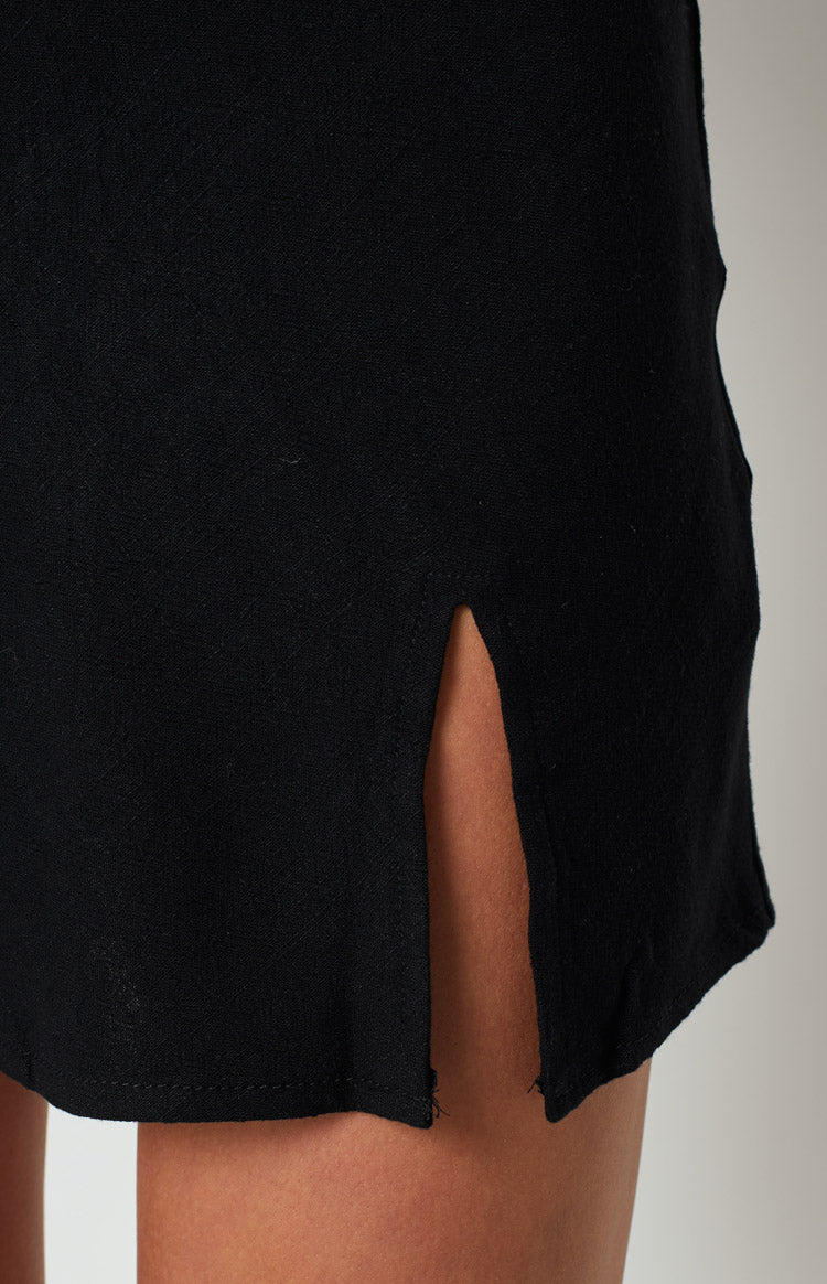 Black Slit Slit Mini Skirt