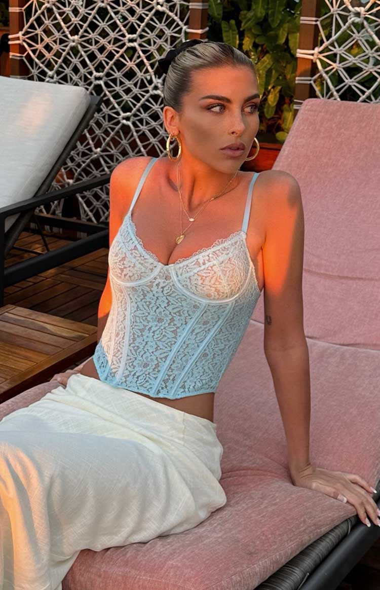 Light Blue Lace Corset Top