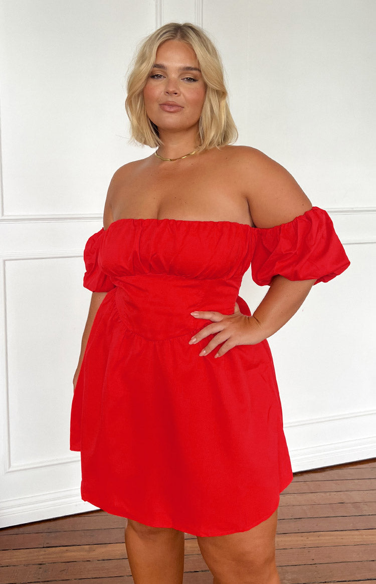 Red Off The Shoulder Mini Dress
