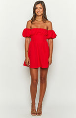 Red Off The Shoulder Mini Dress