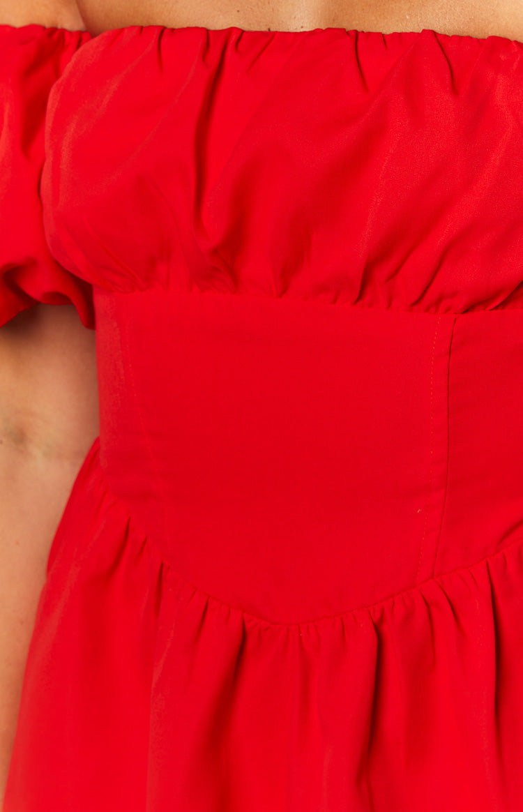 Red Off The Shoulder Mini Dress