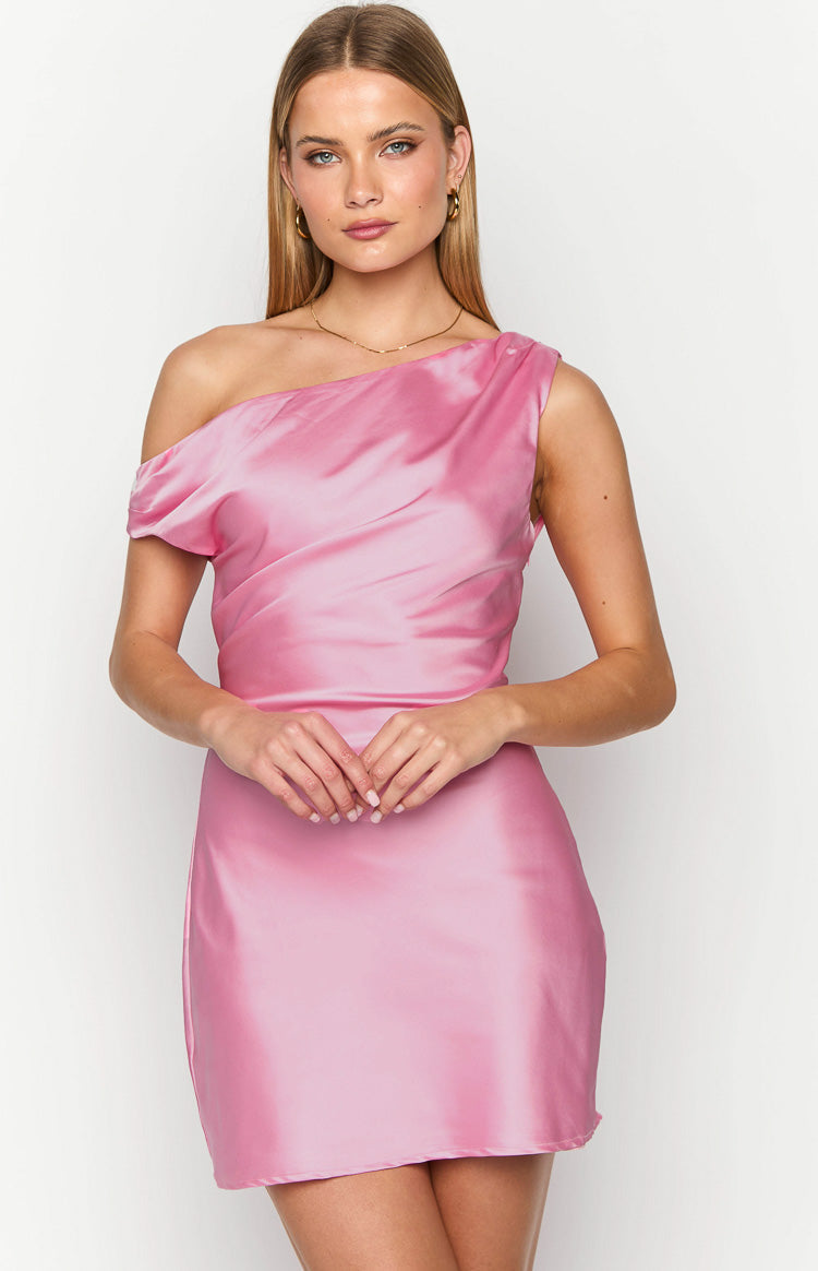 Hot Pink Satin Mini Dress
