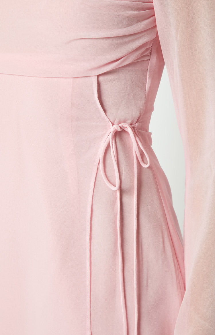 Baby Pink Long Sleeve Mini Dress