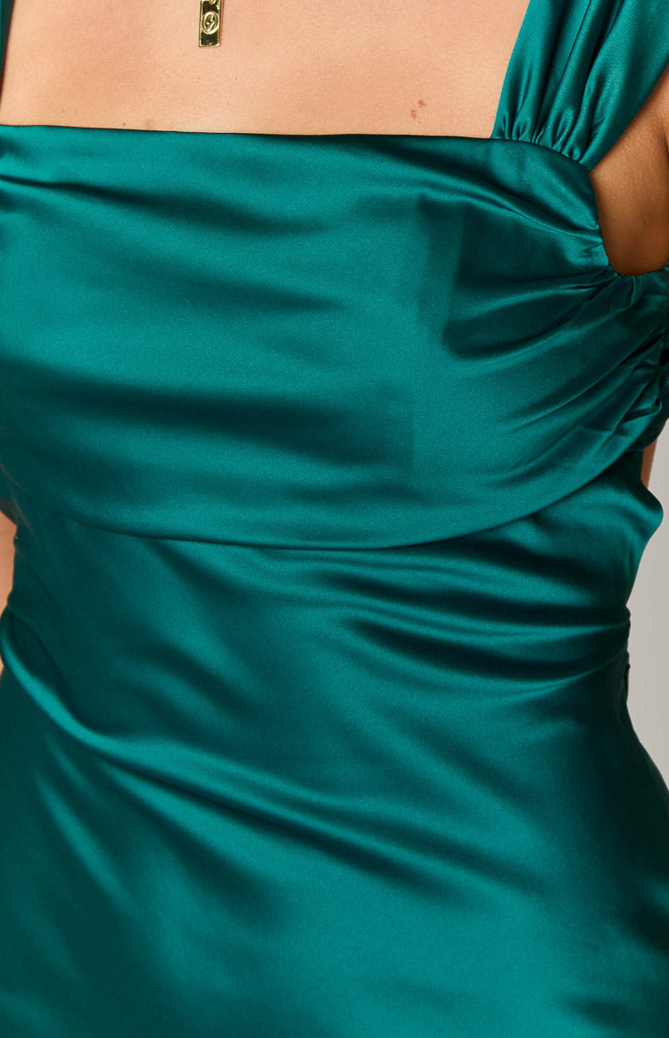 Macayle Emerald Satin Mini Dress