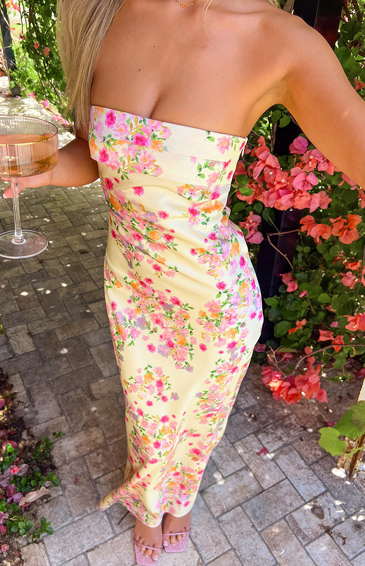 Light Yellow Floral Maxi Dress