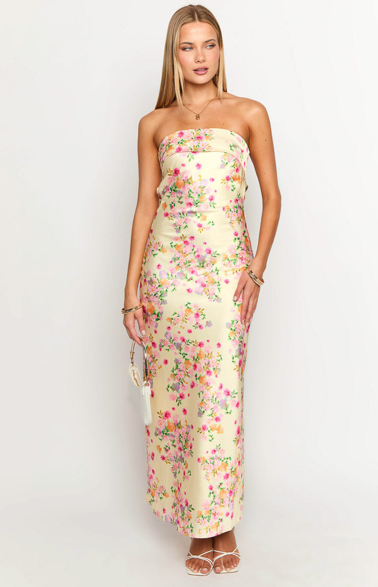 Light Yellow Floral Maxi Dress