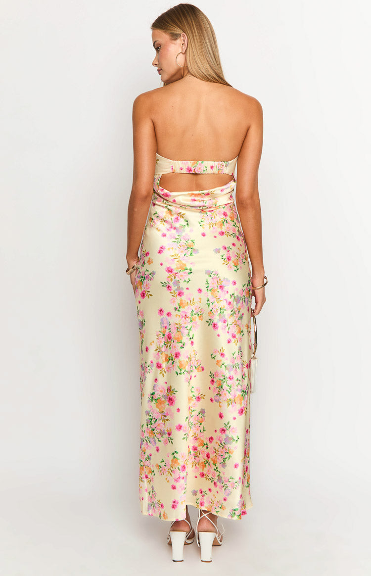Light Yellow Floral Maxi Dress