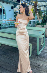 Champagne Slim Fit Slip Formal Dress
