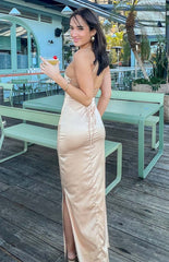 Champagne Slim Fit Slip Formal Dress