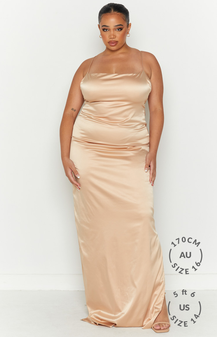 Champagne Slim Fit Slip Formal Dress