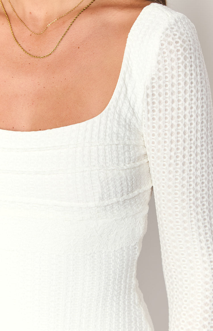 White Long Sleeve Knit Mini Dress