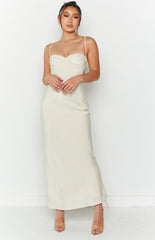 Cream Lace Bust Slip Midi Dress
