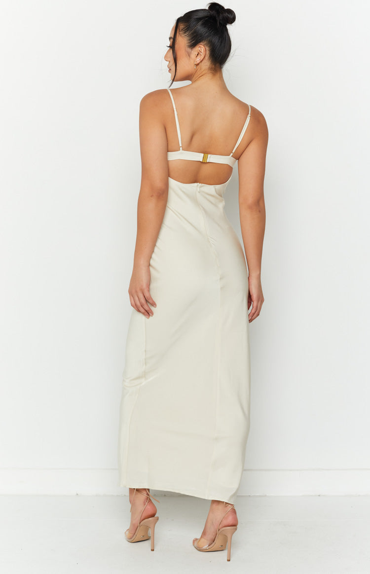 Cream Lace Bust Slip Midi Dress