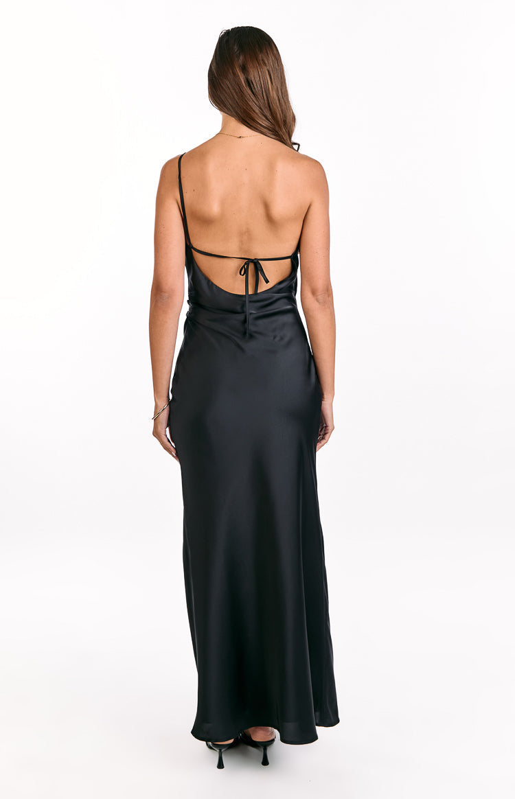 Black One Shoulder Formal Maxi Dress