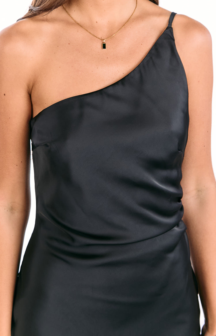 Black One Shoulder Formal Maxi Dress