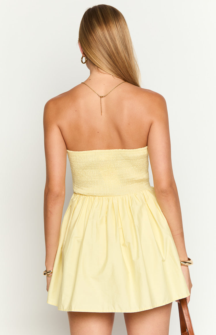 Butter Yellow Bandeau Mini Dress