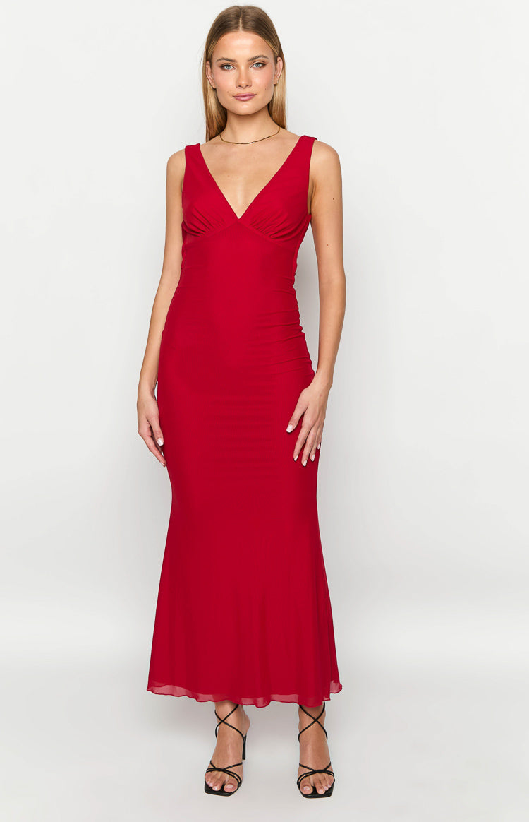 Wine Red Maxi Dress