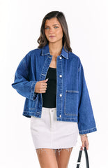 Blue Denim Contrast Stitch Denim Jacket
