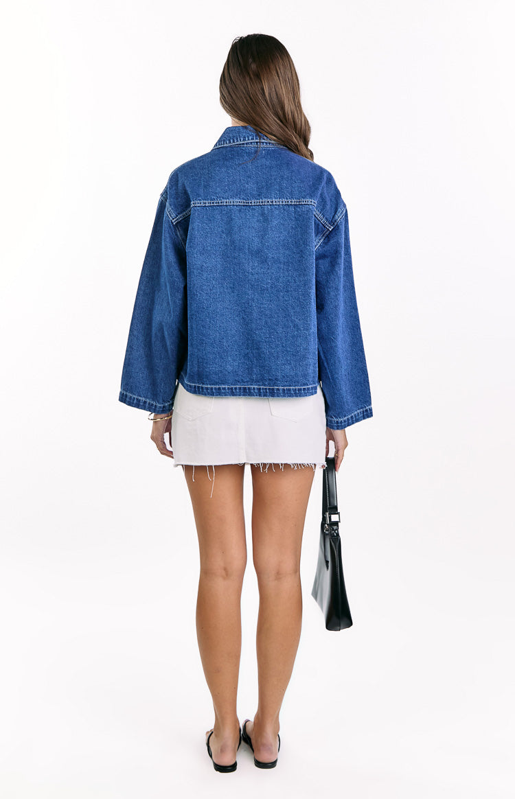 Blue Denim Contrast Stitch Denim Jacket