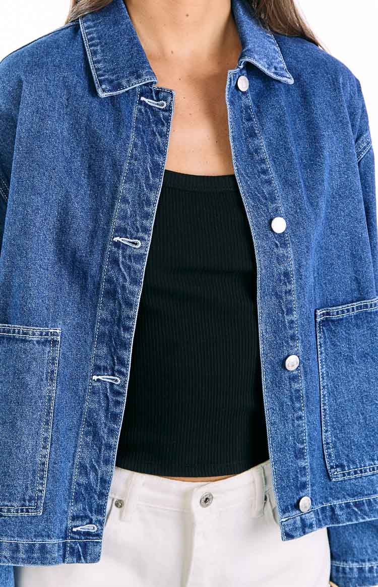 Blue Denim Contrast Stitch Denim Jacket