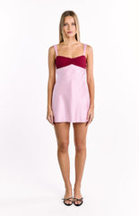 Pink Contrast Party Mini Dress