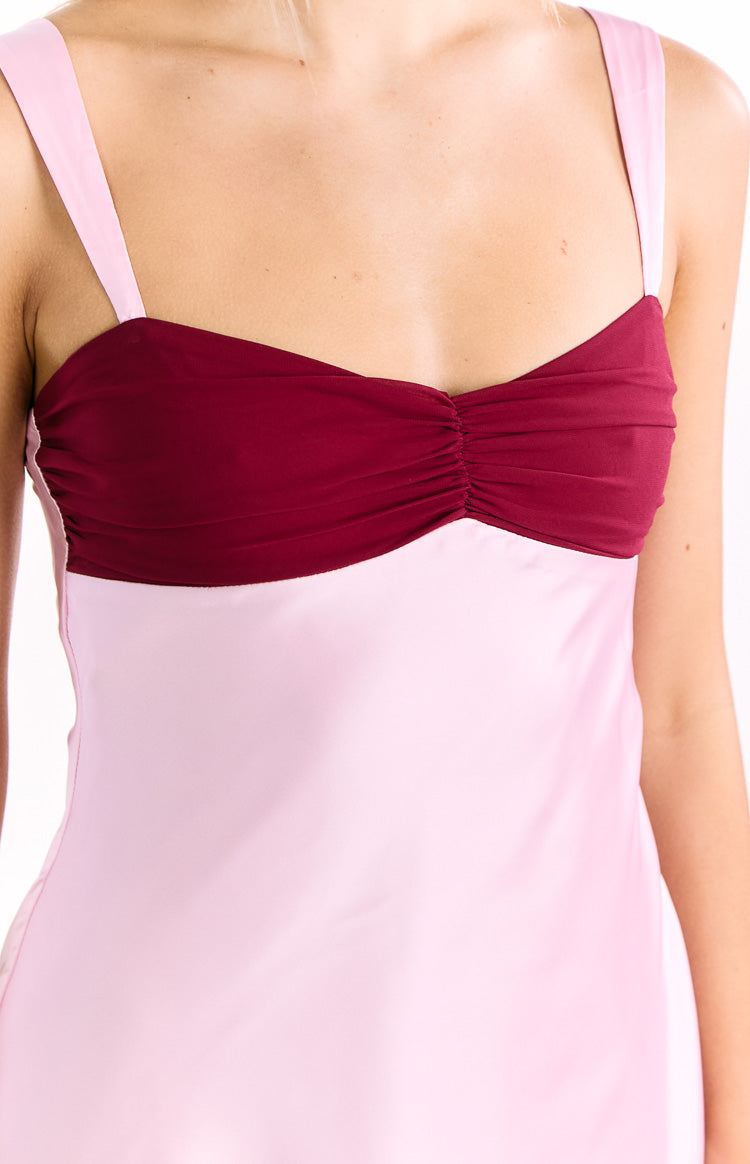 Pink Contrast Party Mini Dress