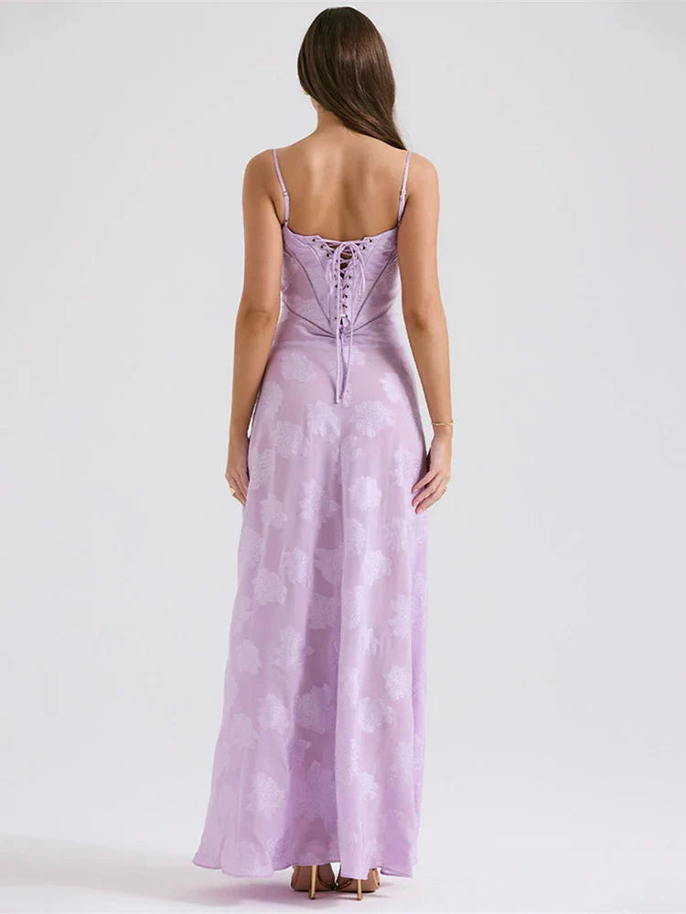 Chic Floral Textured Slip Maxi Dress