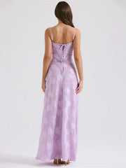 Chic Floral Textured Slip Maxi Dress