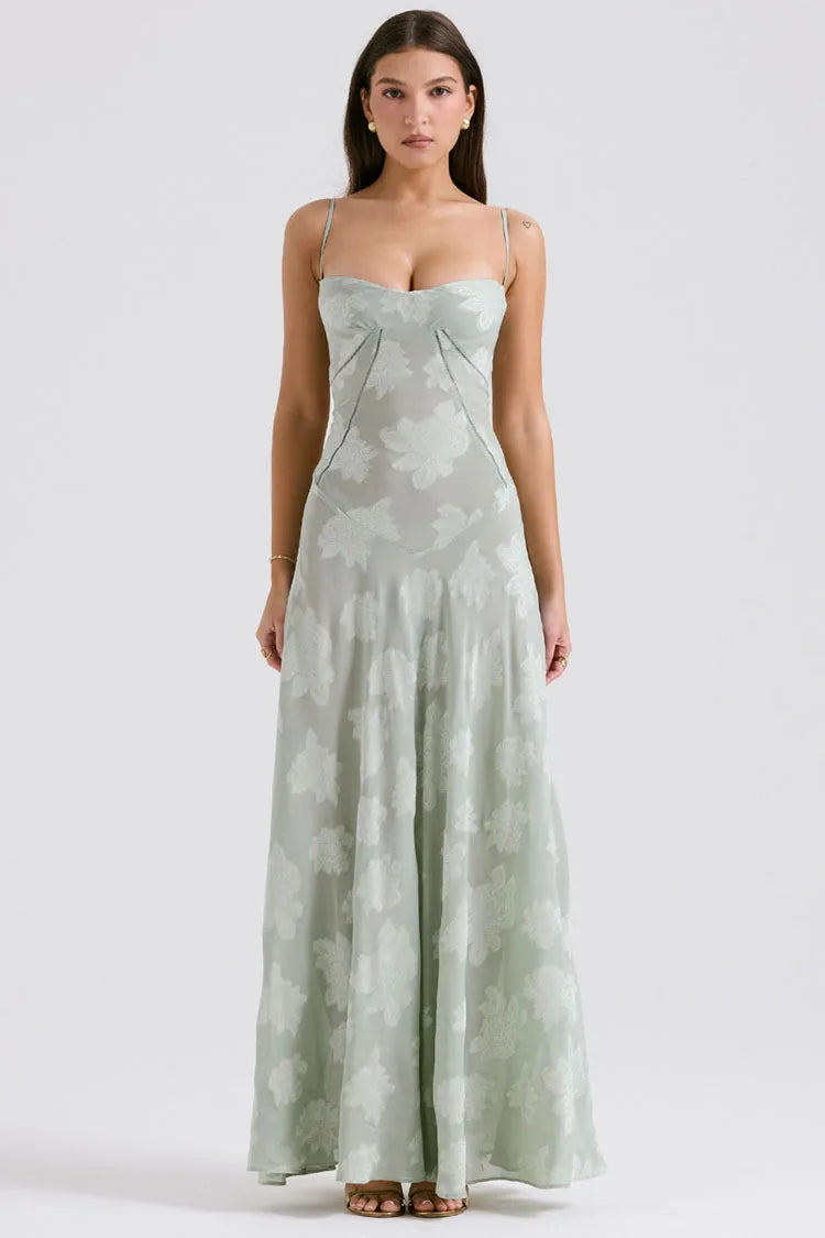 Chic Floral Textured Slip Maxi Dress