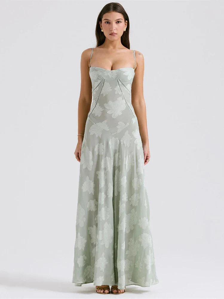 Chic Floral Textured Slip Maxi Dress