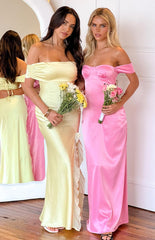 Pink Off Shoulder Maxi Dress